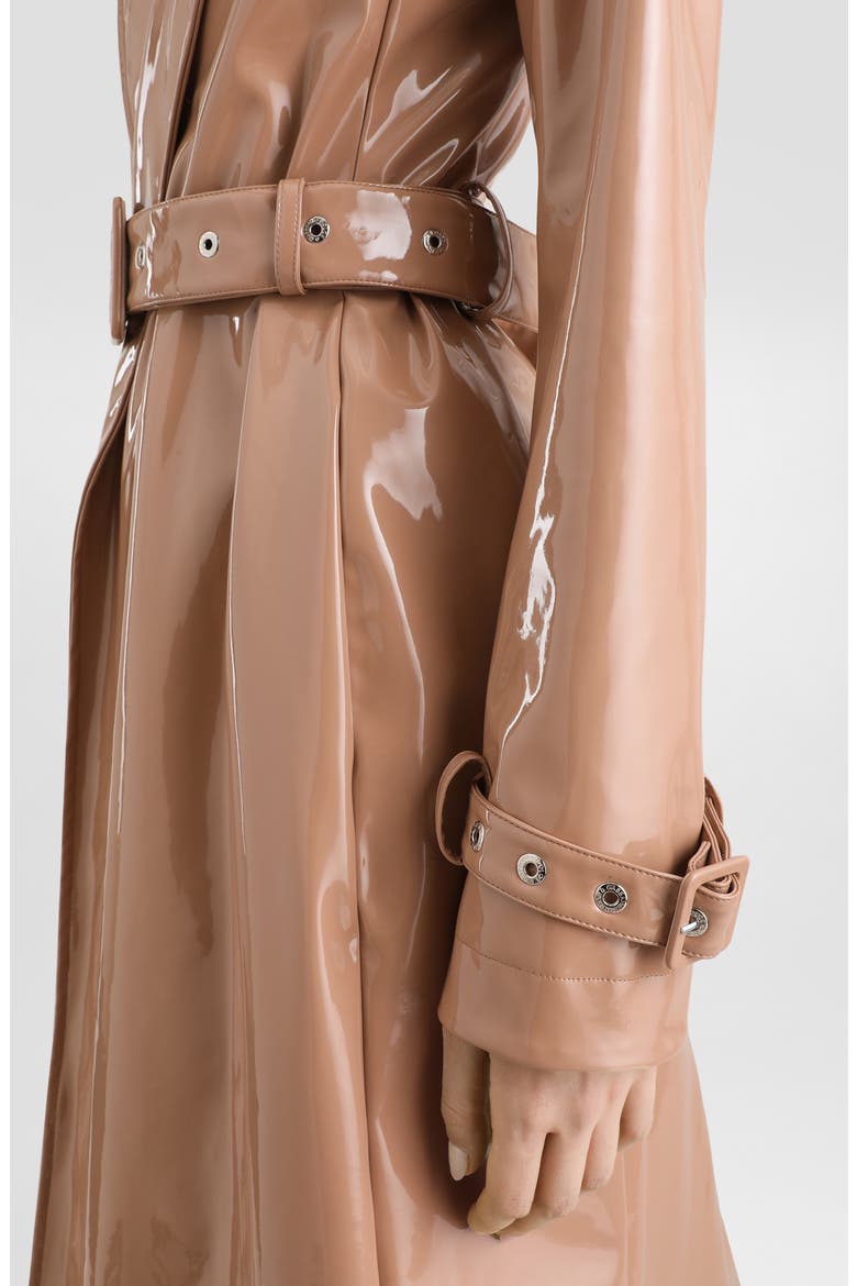 Faux Leather Trench Coat, Alternate, color, M0179 POWDER