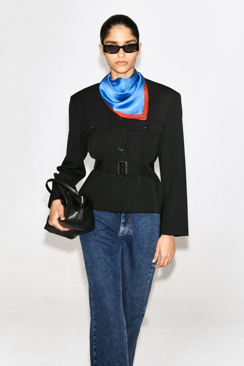 Belted Peplum Jacket, Alternate, color, BLACK