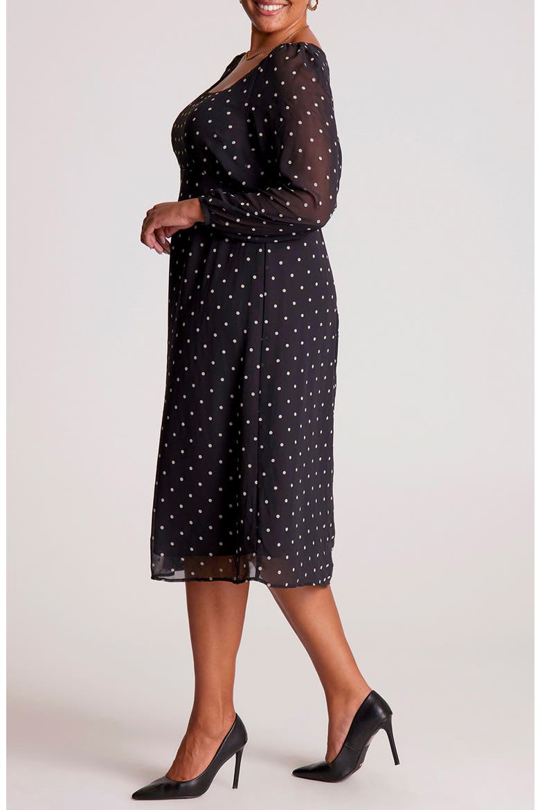 Sable Polka Dot Midi Dress, Alternate, color, BLACK POLKA
