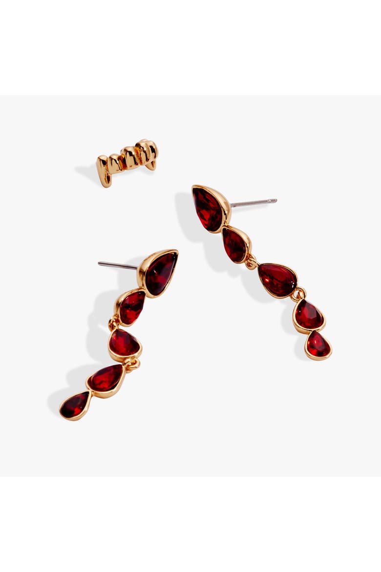 Vampire & Fangs Cuff Earring Set, Alternate, color, Gold