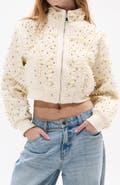 AZALEA WANG Pearlized Embellished Bomber Jacket