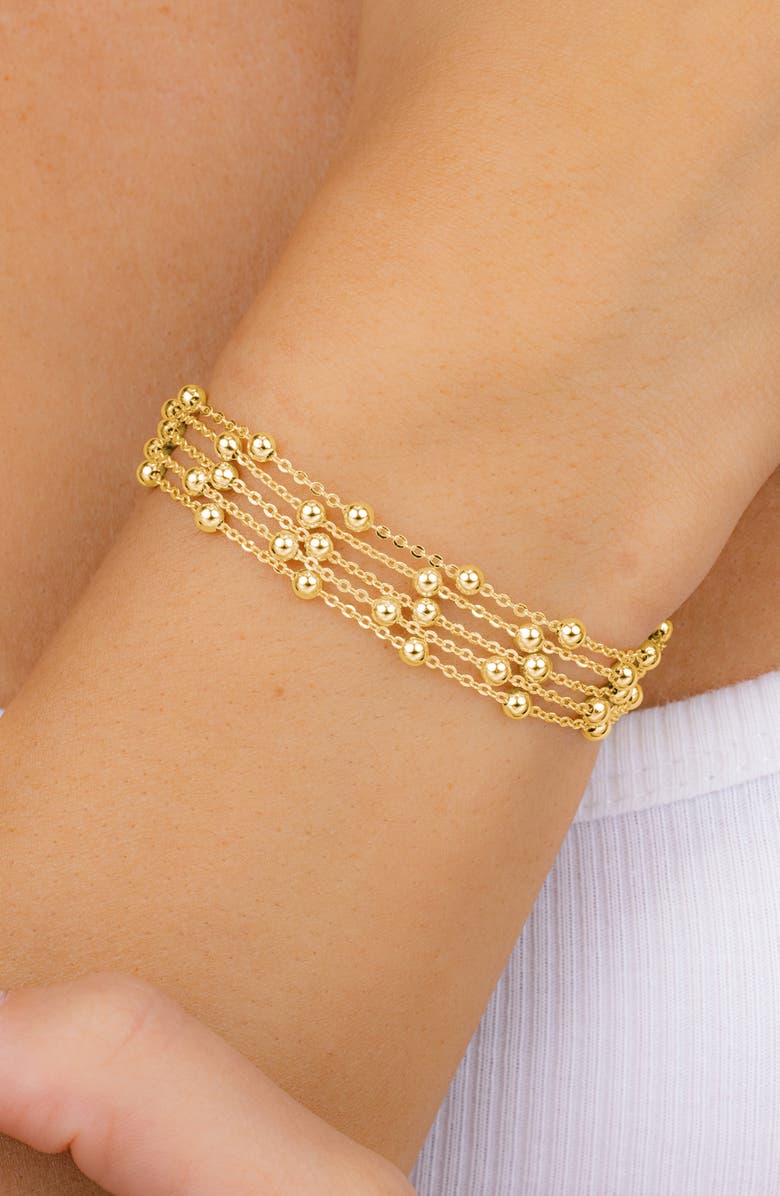 Sterling Forever Flavia Station Chain Layered Bracelet, Alternate, color, Gold