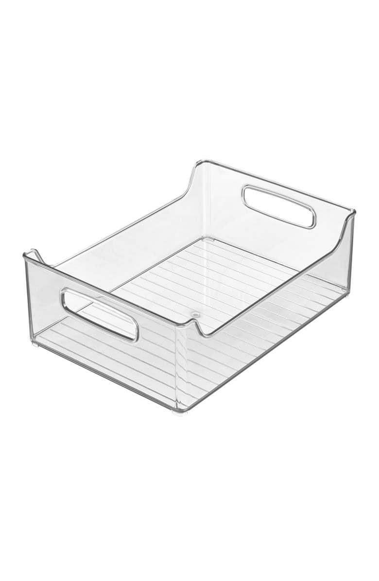 Linus Plastic Stackable Pantry Bin with Handles, Set of 4, Clear, Made in USA, Alternate, color, Clear