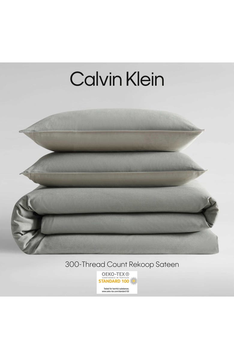 Calvin Klein Contrast Weave Duvet Cover & Shams Set, Alternate, color, Light / Medium Green
