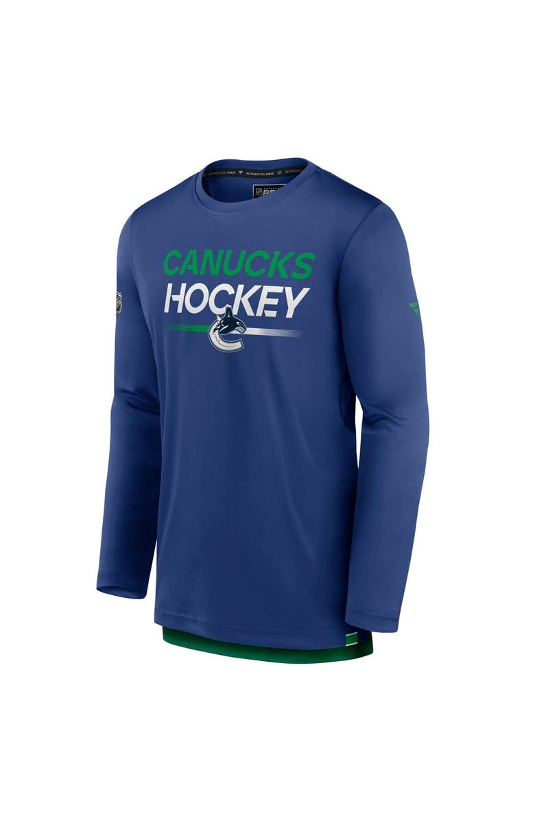FANATICS Men's Fanatics Blue Vancouver Canucks Authentic Pro Tech Long Sleeve T-Shirt, Alternate, color, 
