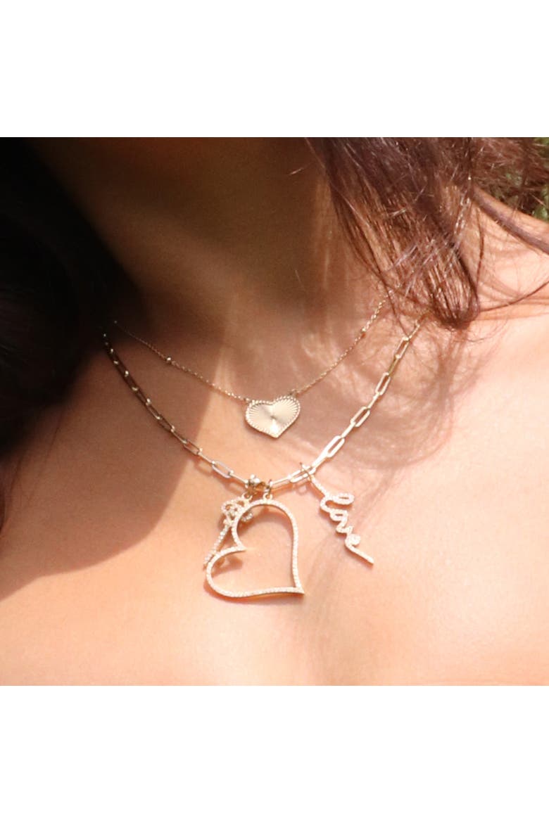 Diamond Script Love Charm, Alternate, color, Yellow Gold