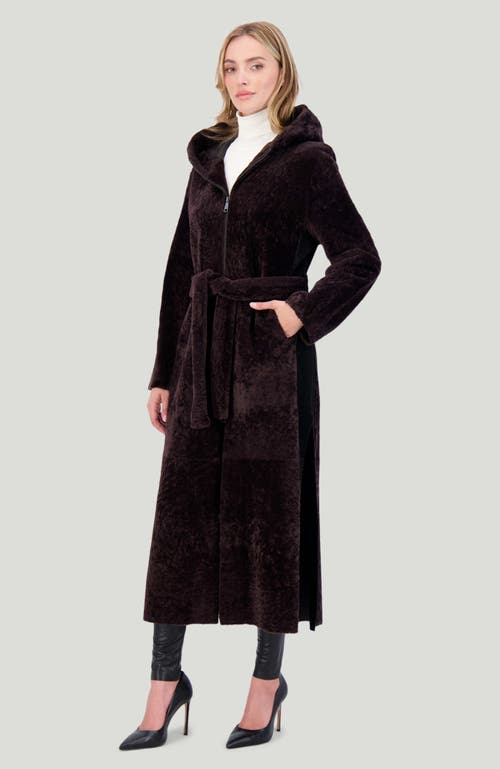 Gorski Reversible Shearling Lamb Belted Long Coat With Side Slits In Brown