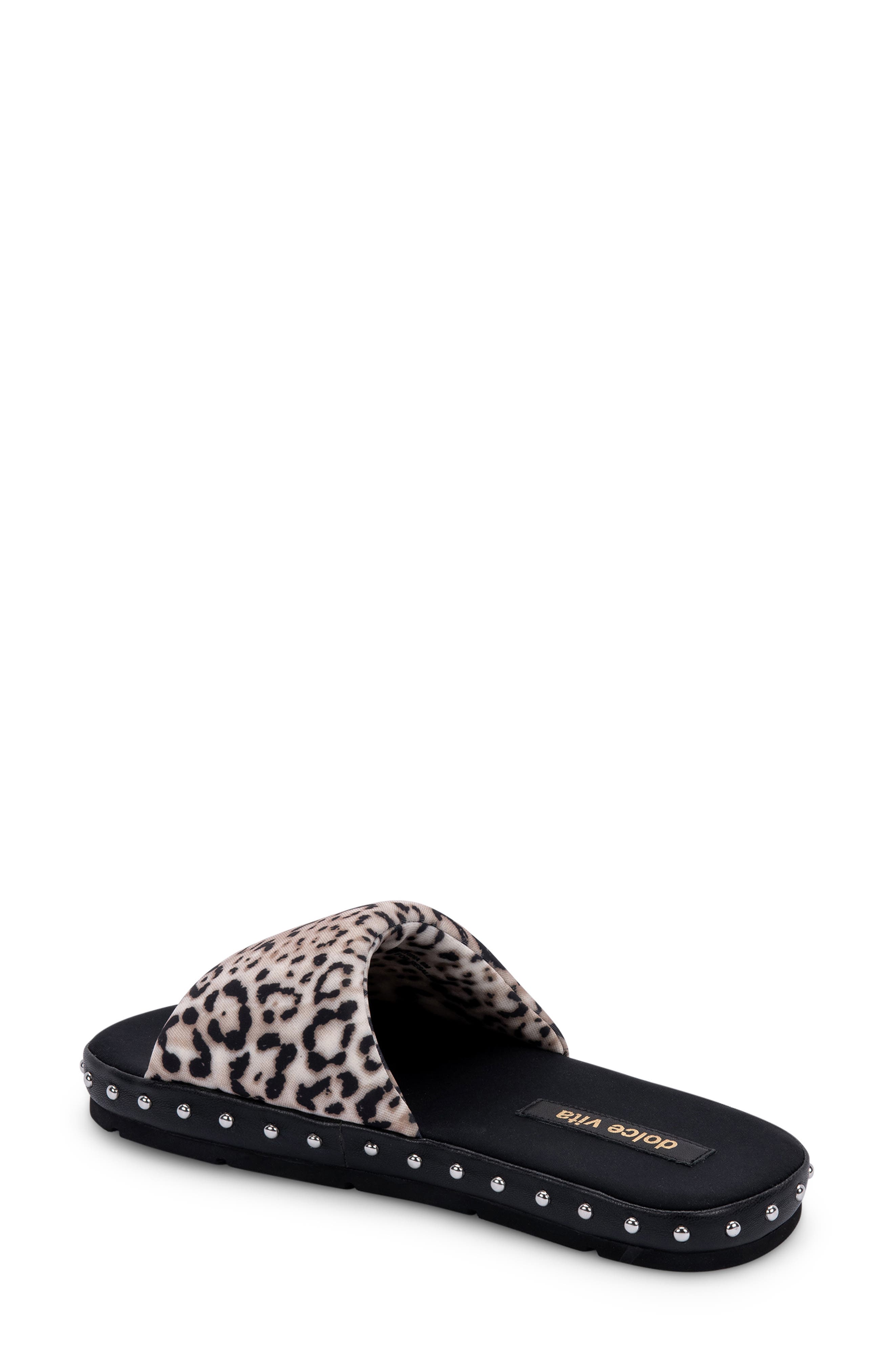 Faux Fur Platform Slide Slipper, Alternate, color, BEIGE LEOPARD NEOPRENE