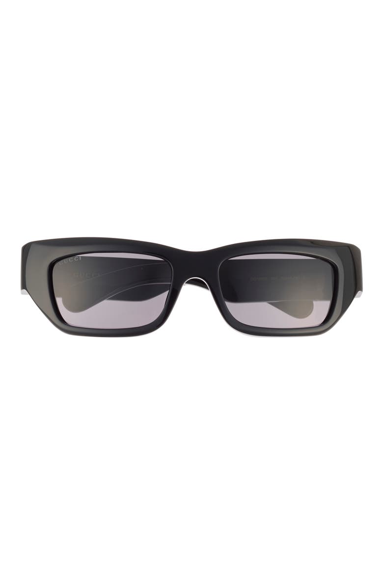 55mm Rectangular Sunglasses, Main, color, BLACK BLACK GREY