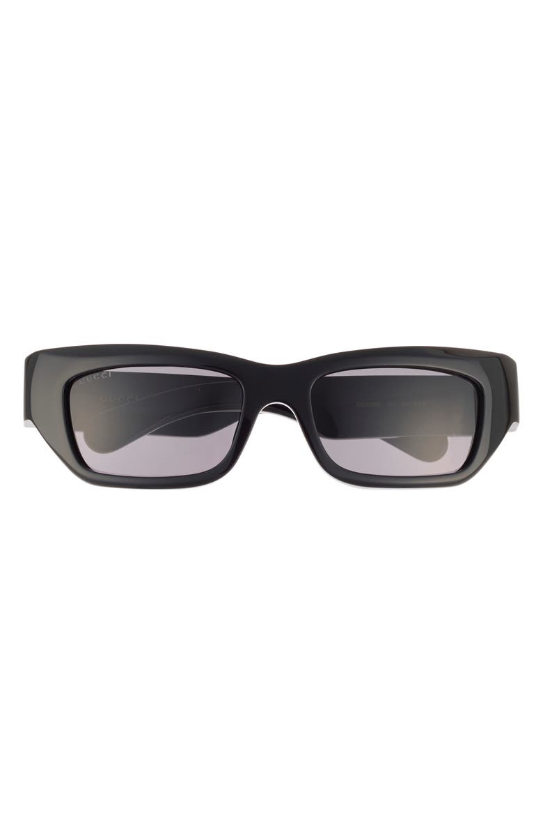 Gucci 55mm Rectangular Sunglasses, Main, color, Black Black Grey