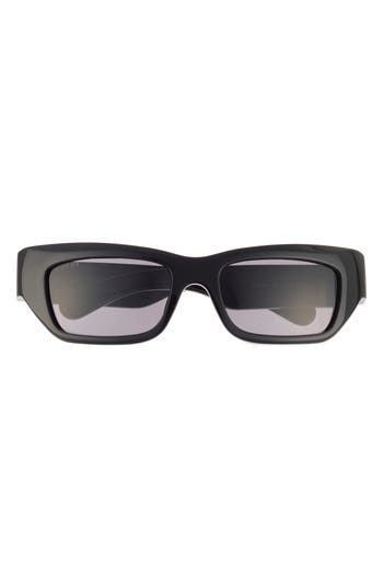 Gucci 55mm Rectangular Sunglasses In Black Black Grey