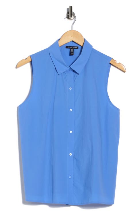 Sleeveless Organic Cotton Button-Up Shirt