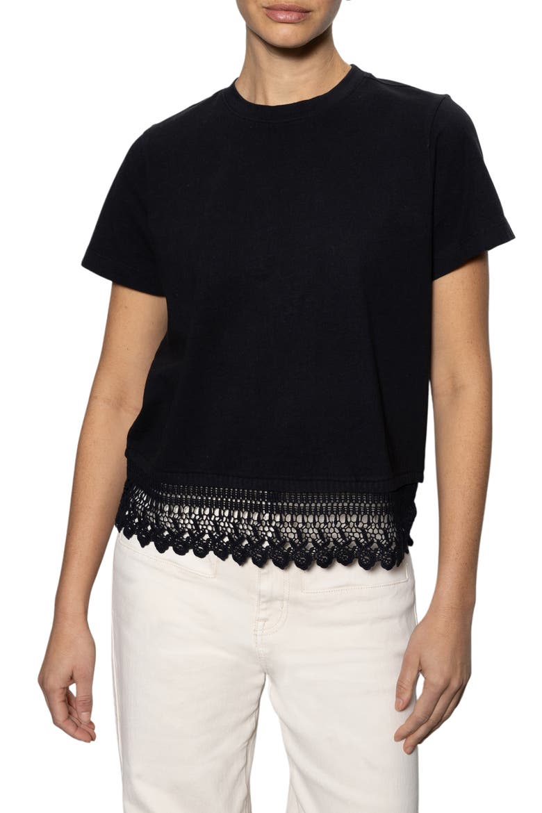 Lace Remix T-Shirt, Main, color, BLACK