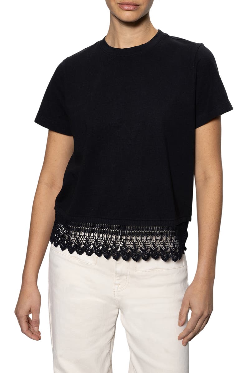 Sanctuary Lace Remix T-Shirt, Main, color, Black