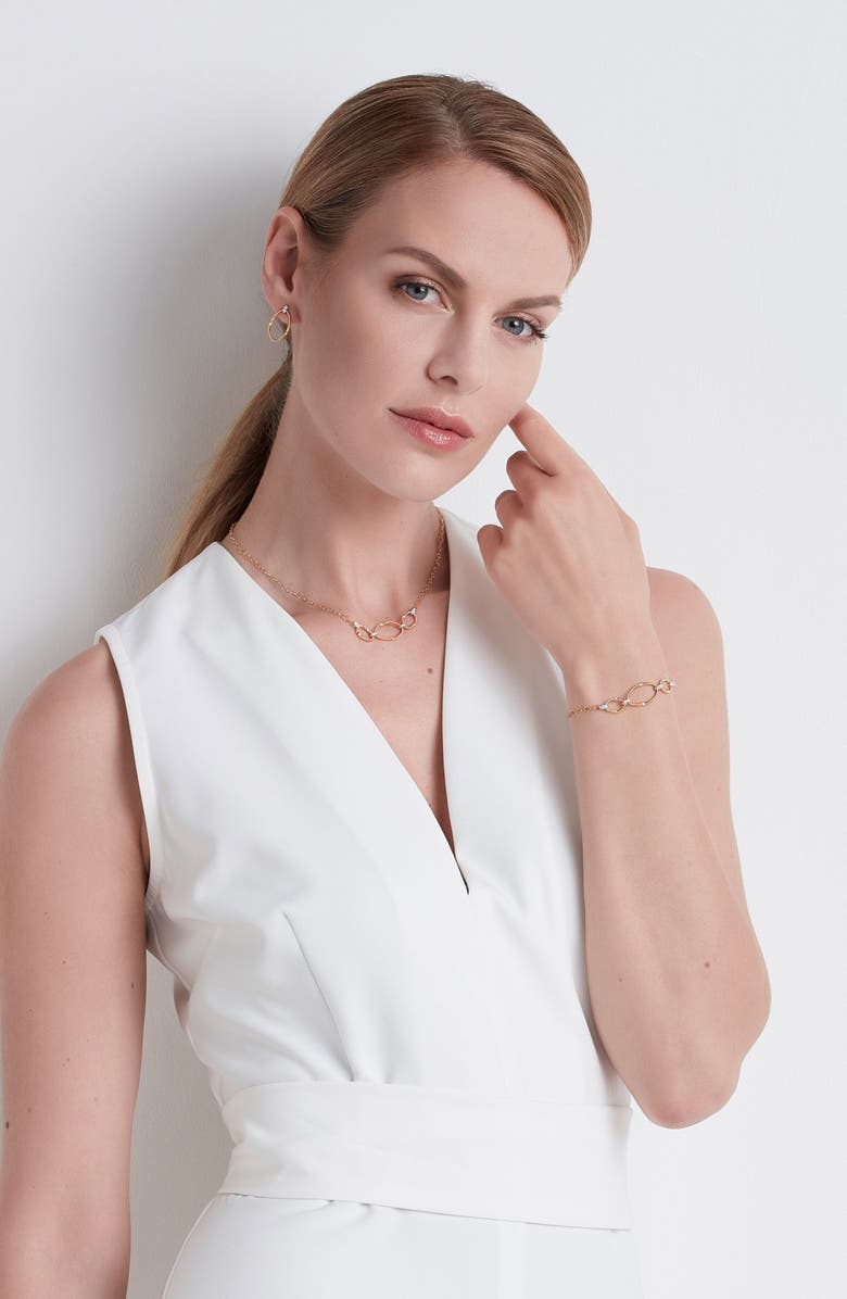 Marco Bicego Marrakech Onde 18K Yellow Gold & Diamond Link Three-Station Bracelet, Alternate, color, White Gold/ Yellow God