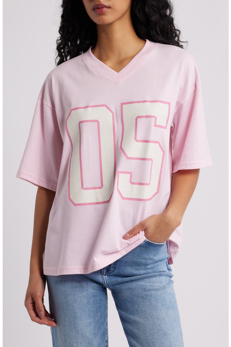 05 V-Neck Graphic T-Shirt, Main, color, PINK