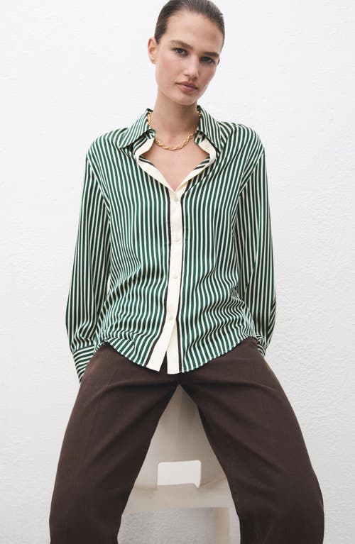 Mango Combined Stripe Button-up Shirt In Green