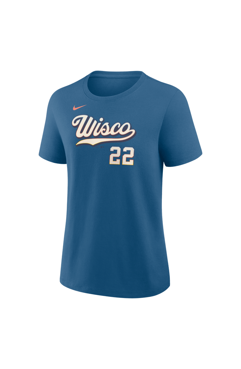 Nike Women's Nike Christian Yelich Blue Milwaukee Brewers 2026 City Connect Name & Number T-Shirt, Alternate, color, Blue