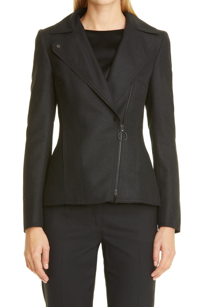 Wool Moto Jacket, Main, color, BLACK