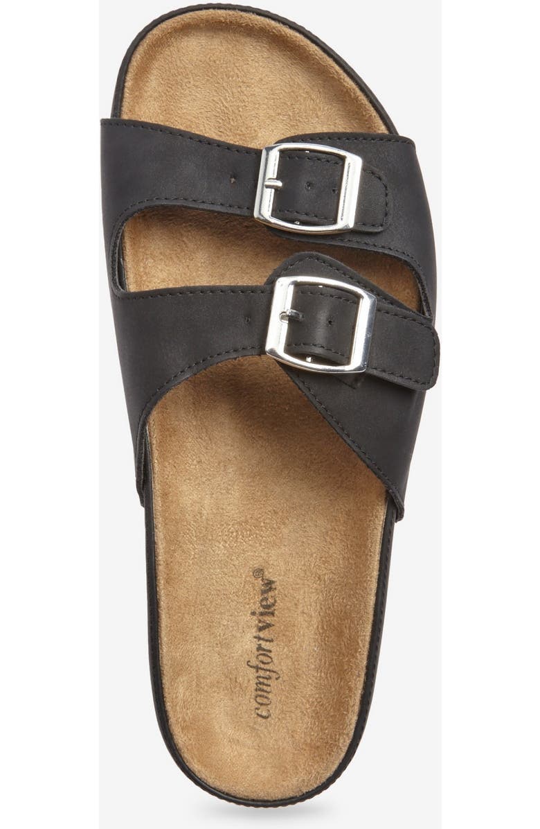 Comfortview The Maxi Leather-Like Adjustable Slip On Footbed Sandal, Alternate, color, Black