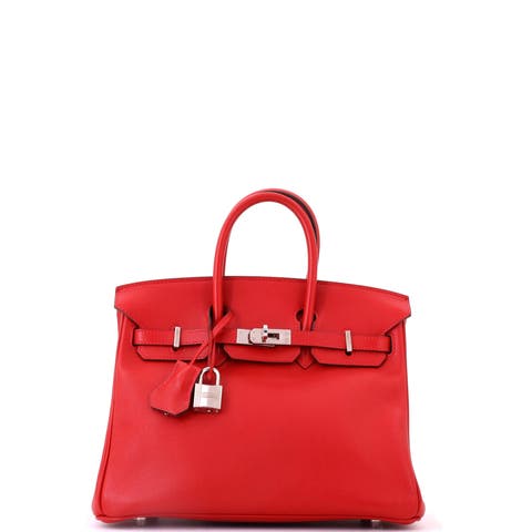 Birkin Handbag Red Swift with Palladium Hardware 25