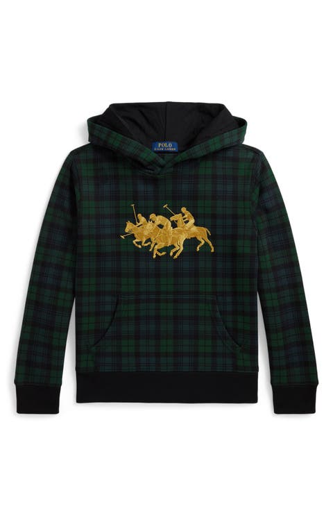 Triple Pony Plaid Fleece Hoodie
