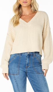 Roxy Study Hall V-Neck Cotton Blend Sweater