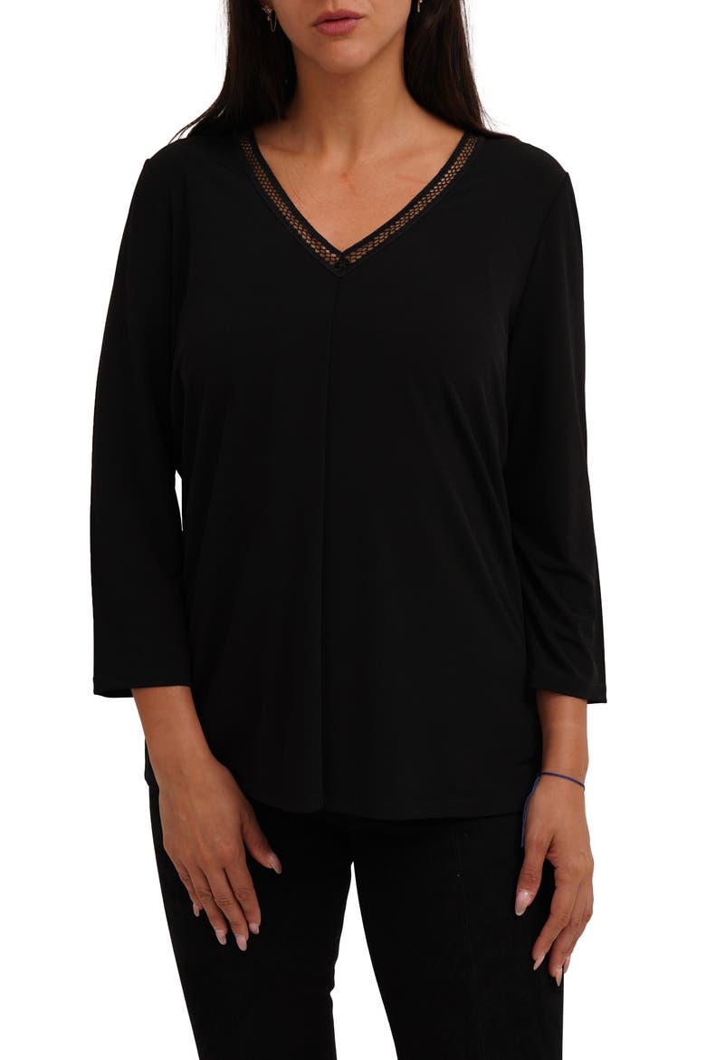 Solid V-Neck Top, Main, color, BLACK