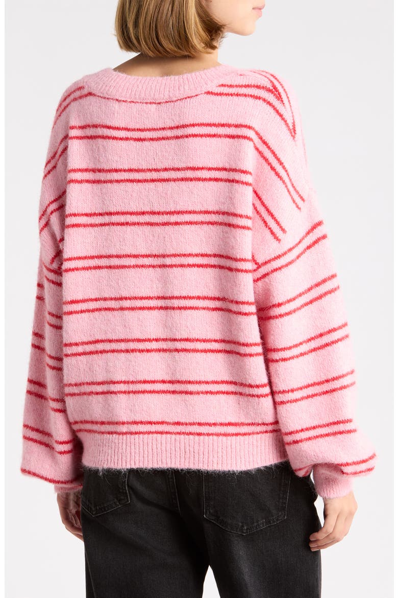 Striped Scoop Neck Sweater, Alternate, color, PINK COMBO