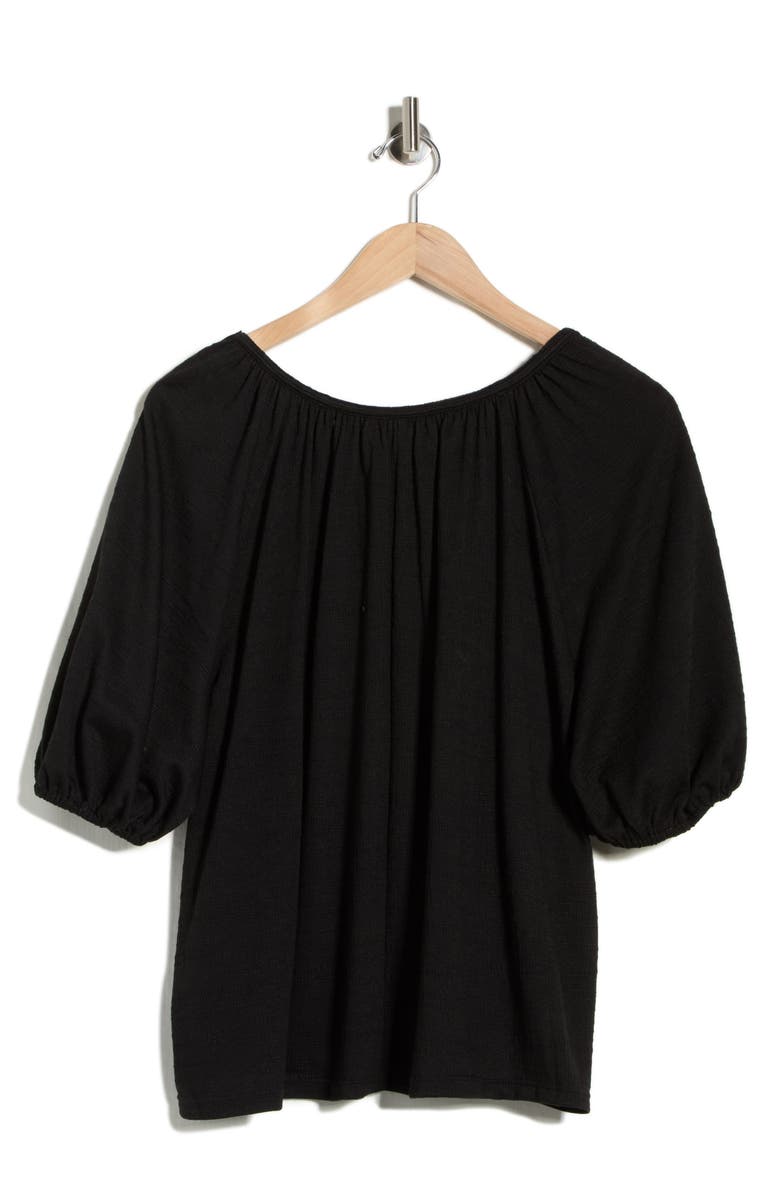 MAX STUDIO Split Neck Puff Sleeve Top, Alternate, color, Black