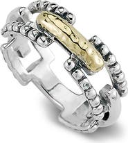 SAMUEL B. Sterling Silver & 18K Yellow Gold Paperclip Design Ring