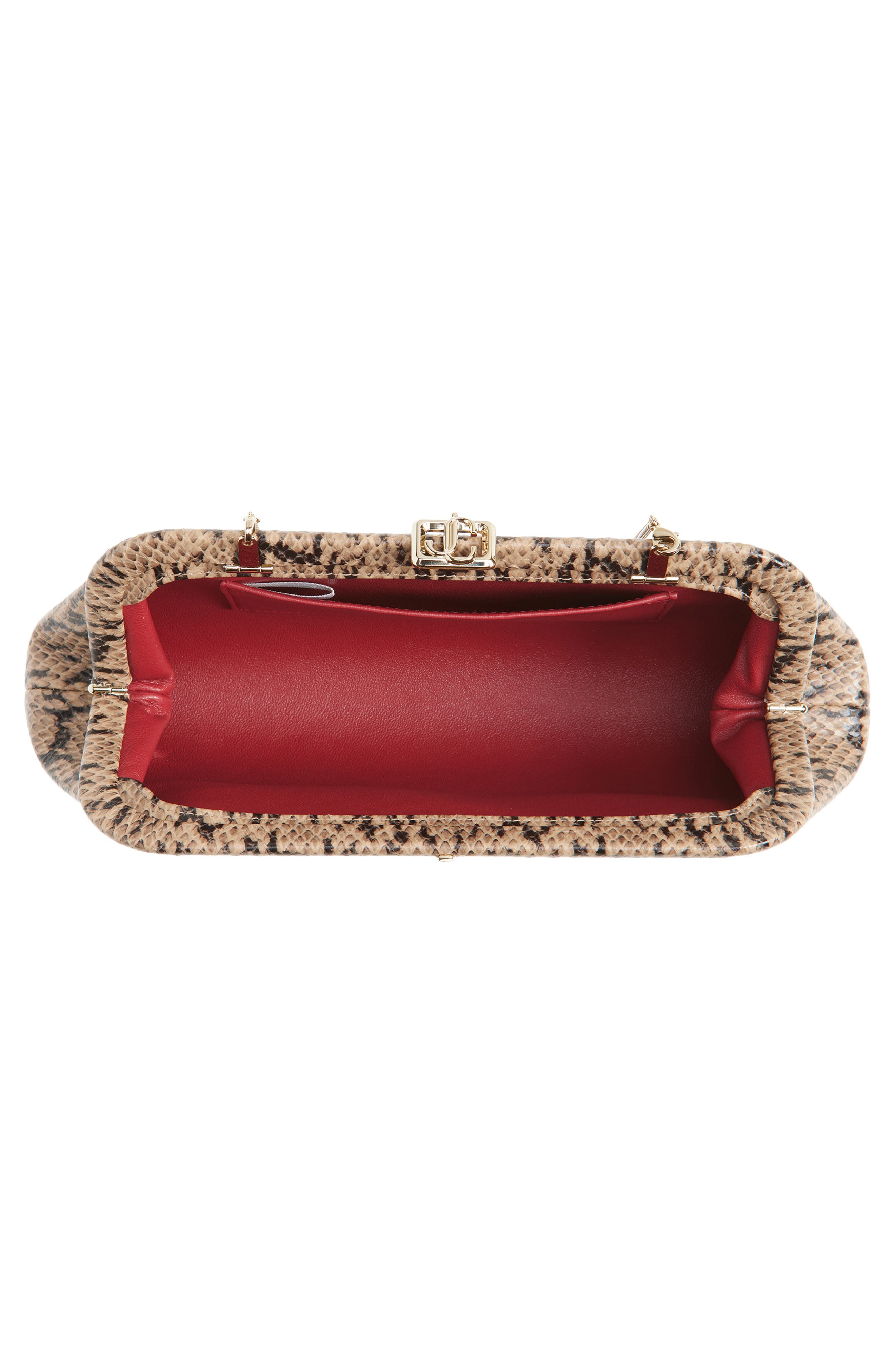 Jimmy Choo Skylar Snake Embossed Clutch, Alternate, color, Chai/ Light Gold