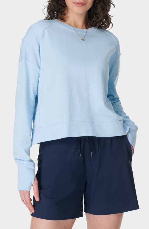 Sweaty Betty After Class Cotton Blend Crop Sweatshirt In Breeze Blue