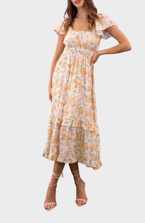 Flutter Sleeve Midi Dress