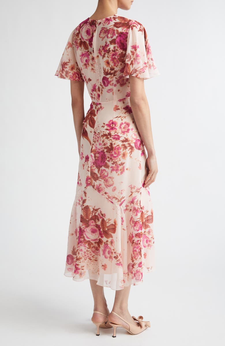 Erdem Floral Print Silk Voile Midi Dress, Alternate, color, Rose Bouquet Camisole Pink