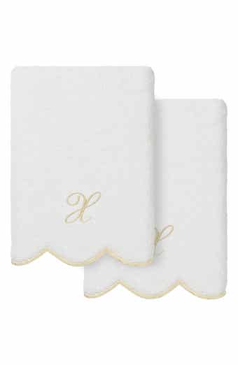 Adornia Scallop Set of 2 Monogrammed Hand Towels