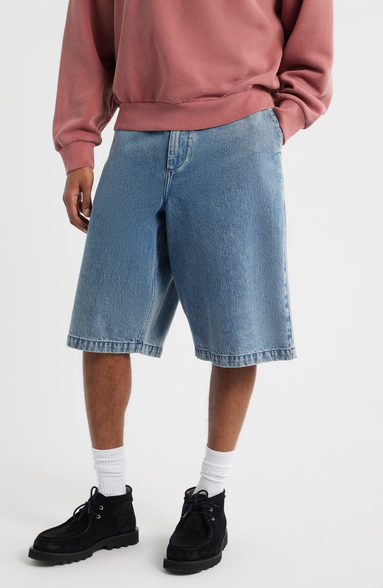 Elwood Big Baggy Denim Shorts, Main, color, Pale Indigo