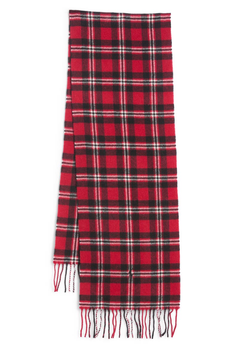 Plaid Recycled Wool Blend Scarf, Alternate, color, RED/BLACK TARTAN