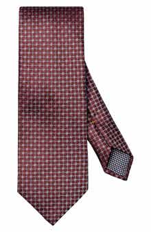 Eton Burgundy Geometric Pattern Silk Jacquard Tie