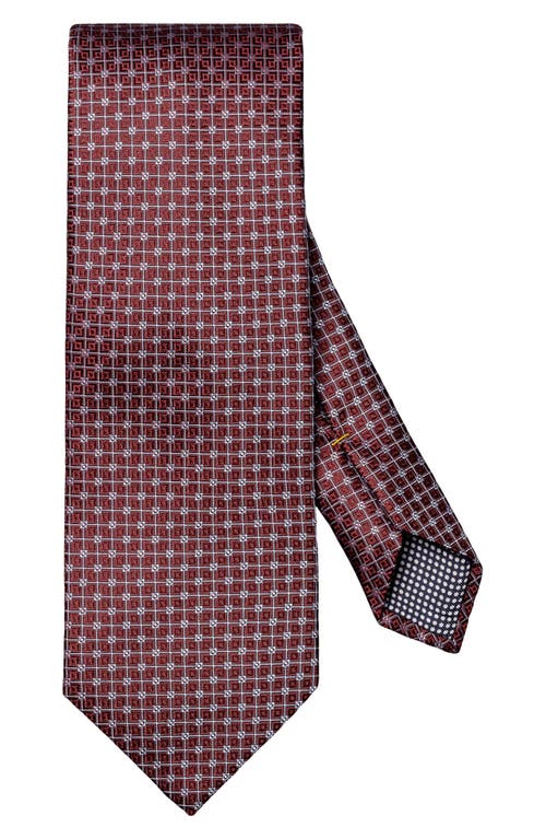 Eton Burgundy Geometric Pattern Silk Jacquard Tie In Burgundy