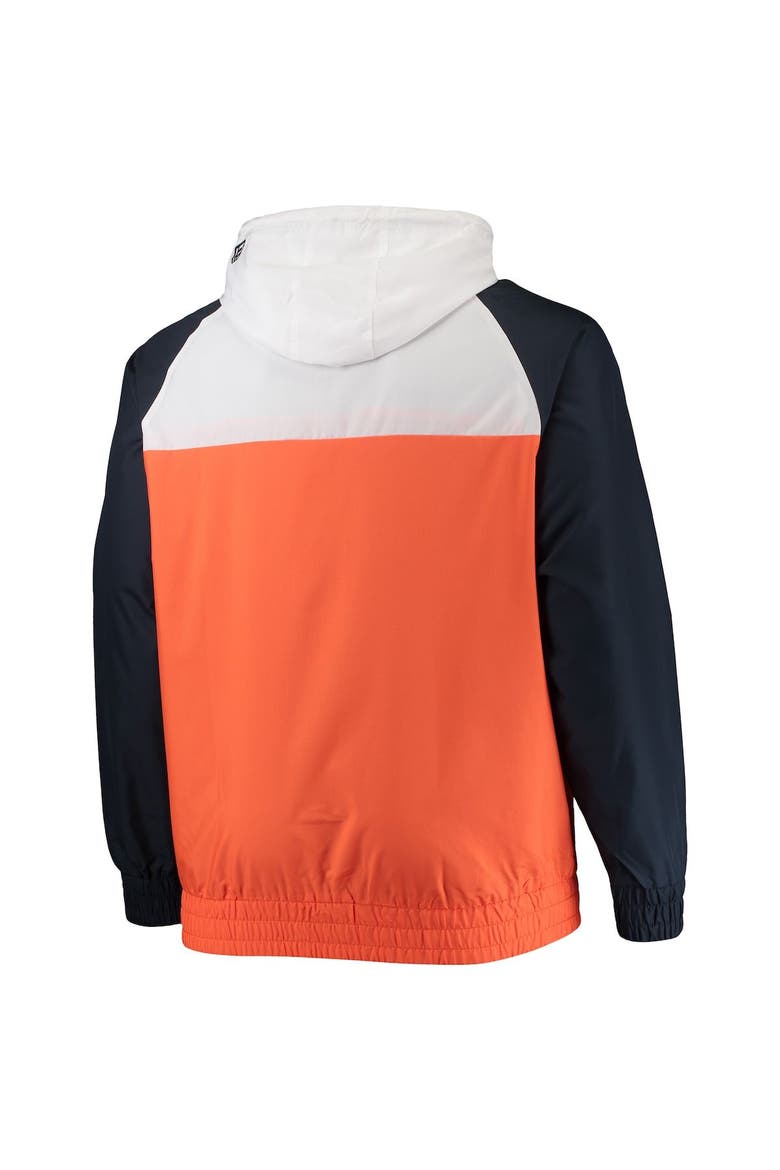 Men's New Era Orange/Navy Chicago Bears Big & Tall League Raglan Quarter-Zip Hoodie, Alternate, color, Orange