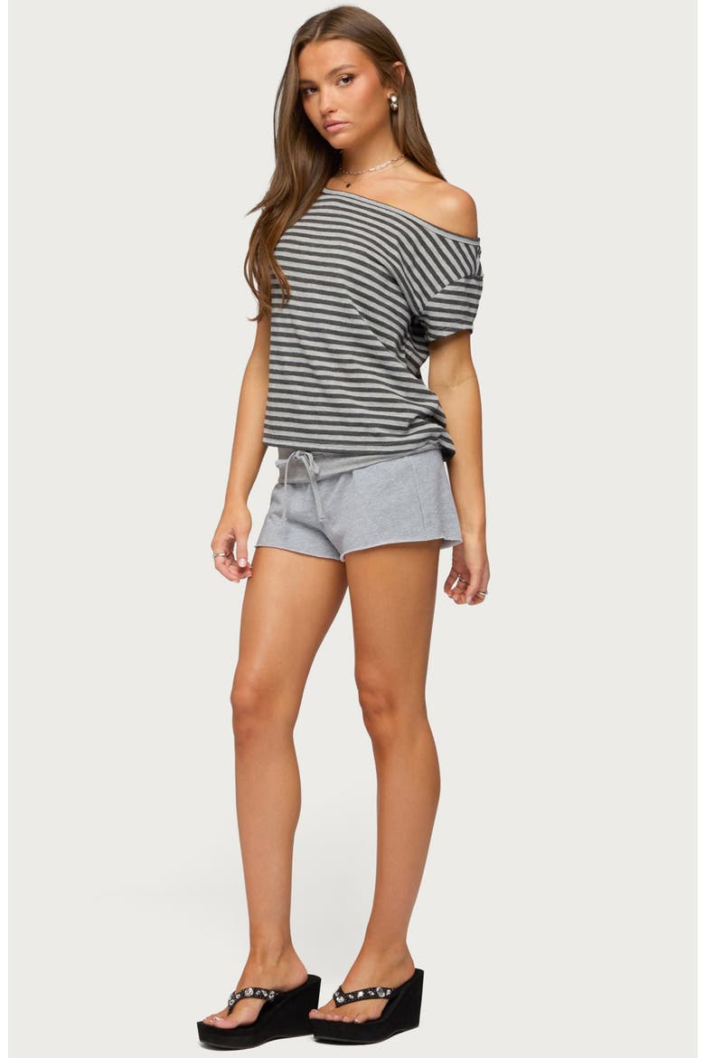 Briana Low Rise Foldover Drawstring Shorts, Alternate, color, GRAY-MELANGE