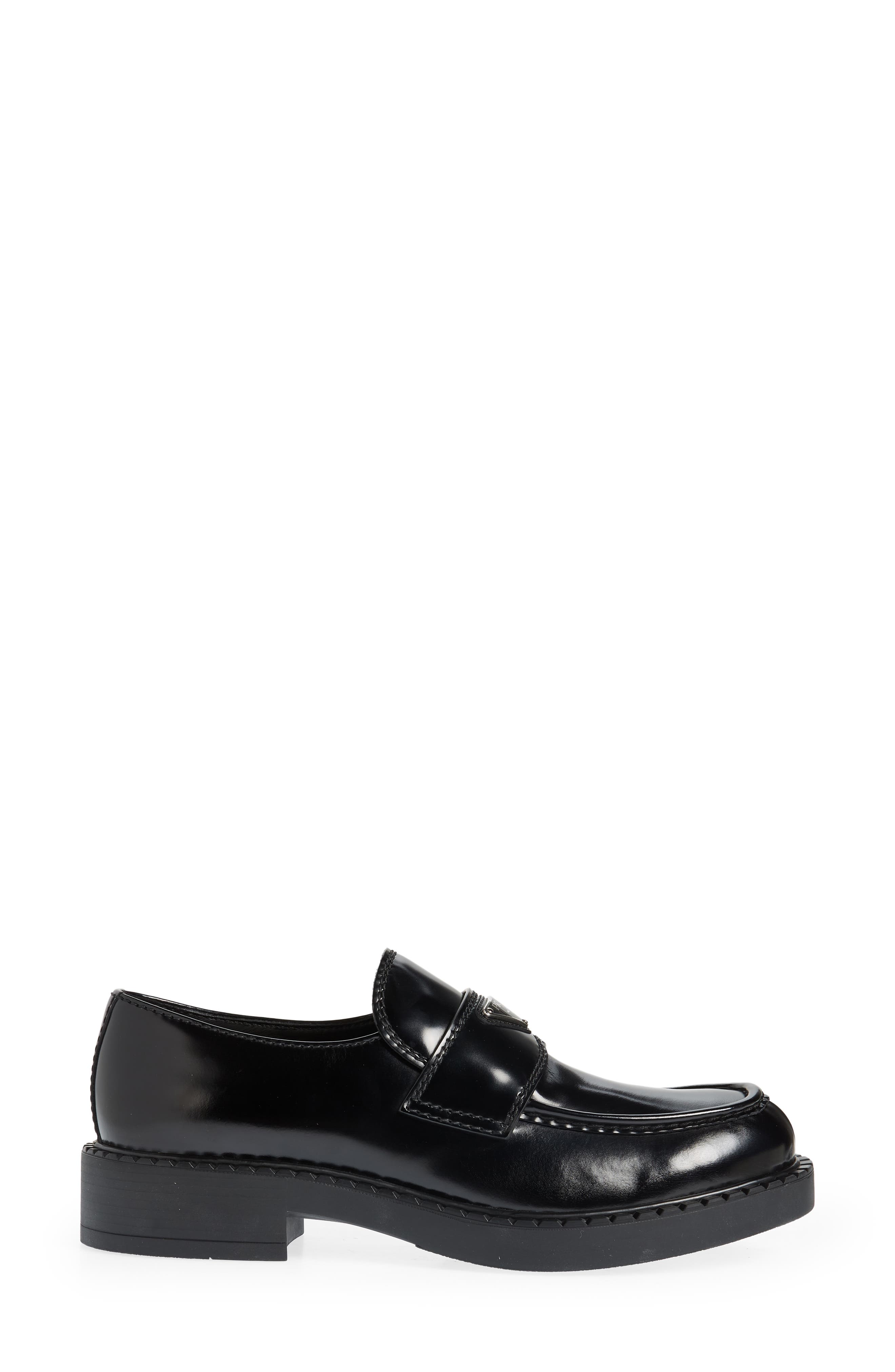 Prada Chocolate Loafer, Alternate, color, Nero