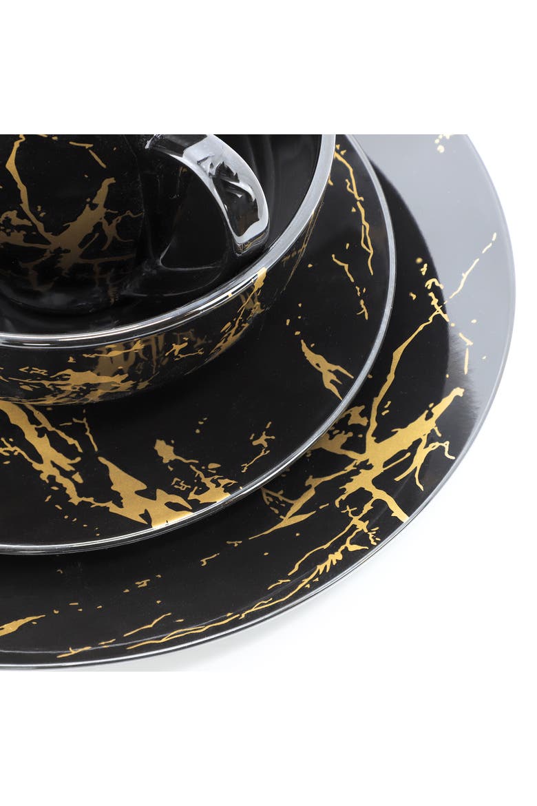 Fine Marble 16 Piece Porcelain Dinnerware Set, Alternate, color, Black