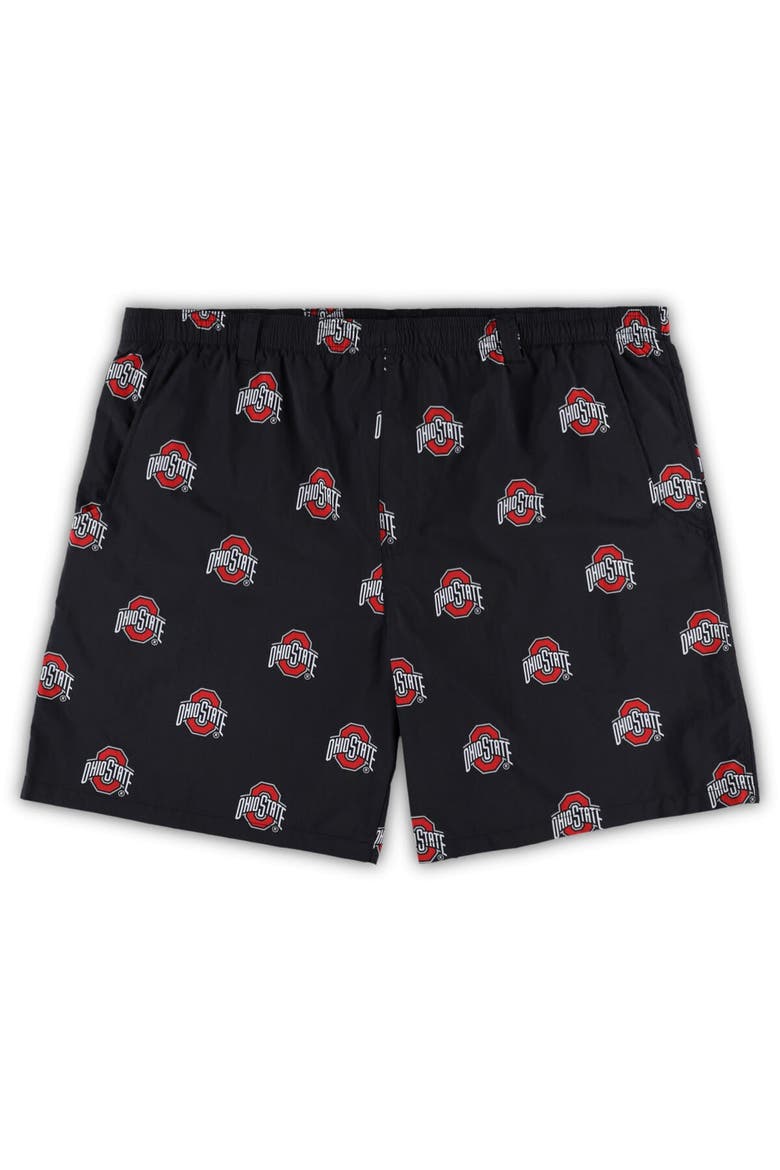 Men's Columbia Black Ohio State Buckeyes Big & Tall Backcast II Allover Print Omni-Shade Shorts, Main, color, Black