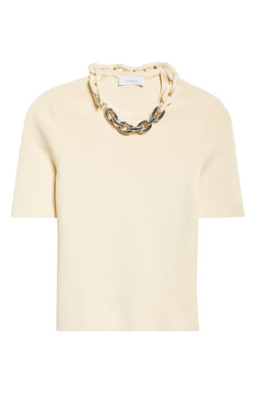 Rabanne Womens Cream Chain-embellished Short-sleeve Stretch-cotton Top In Cream