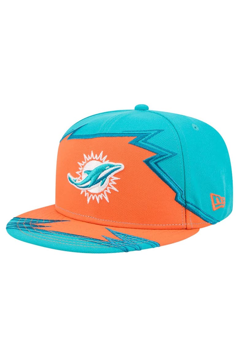 Men's New Era  Aqua/Orange Miami Dolphins Break 59FIFTY Fitted Hat, Alternate, color, Aqua