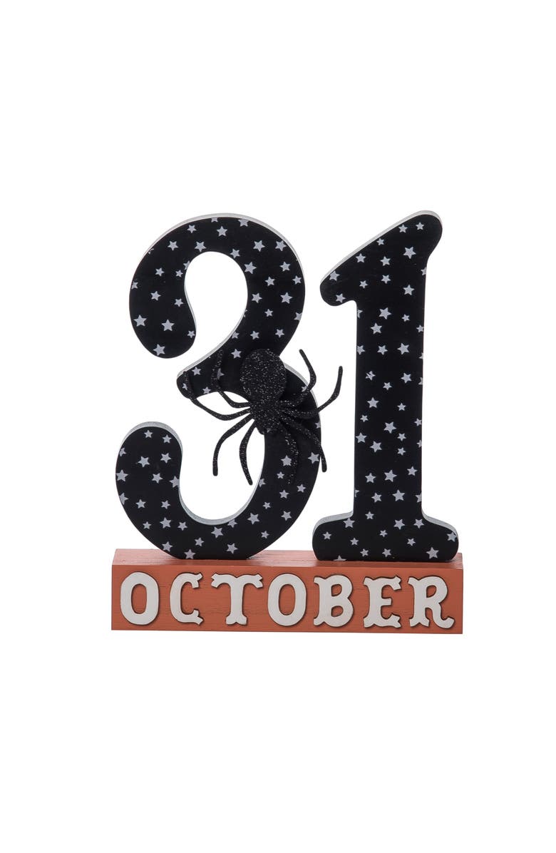 Transpac MDF October 31st Decor Freestanding Tabletop Signs Wood Fall, Main, color, Black