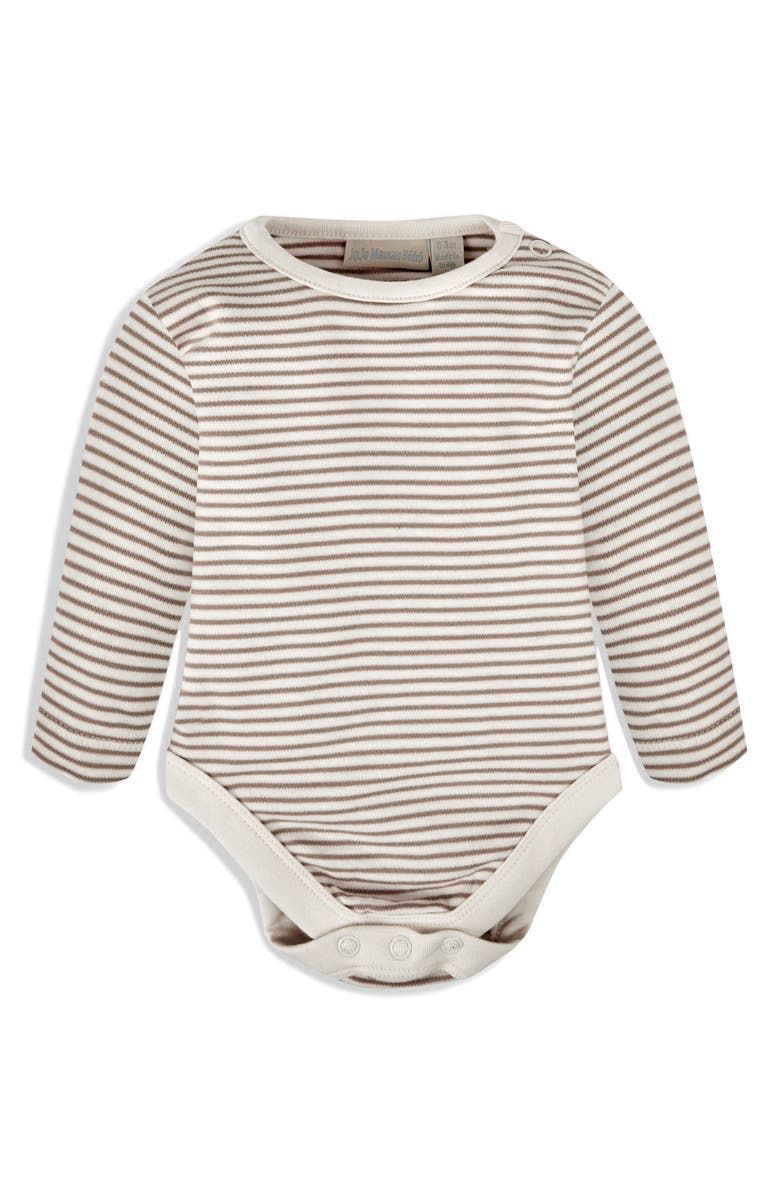 JOJO MAMAN BEBE Stripe Long Sleeve Bodysuit & Bear Appliqué Overalls Set, Alternate, color, 