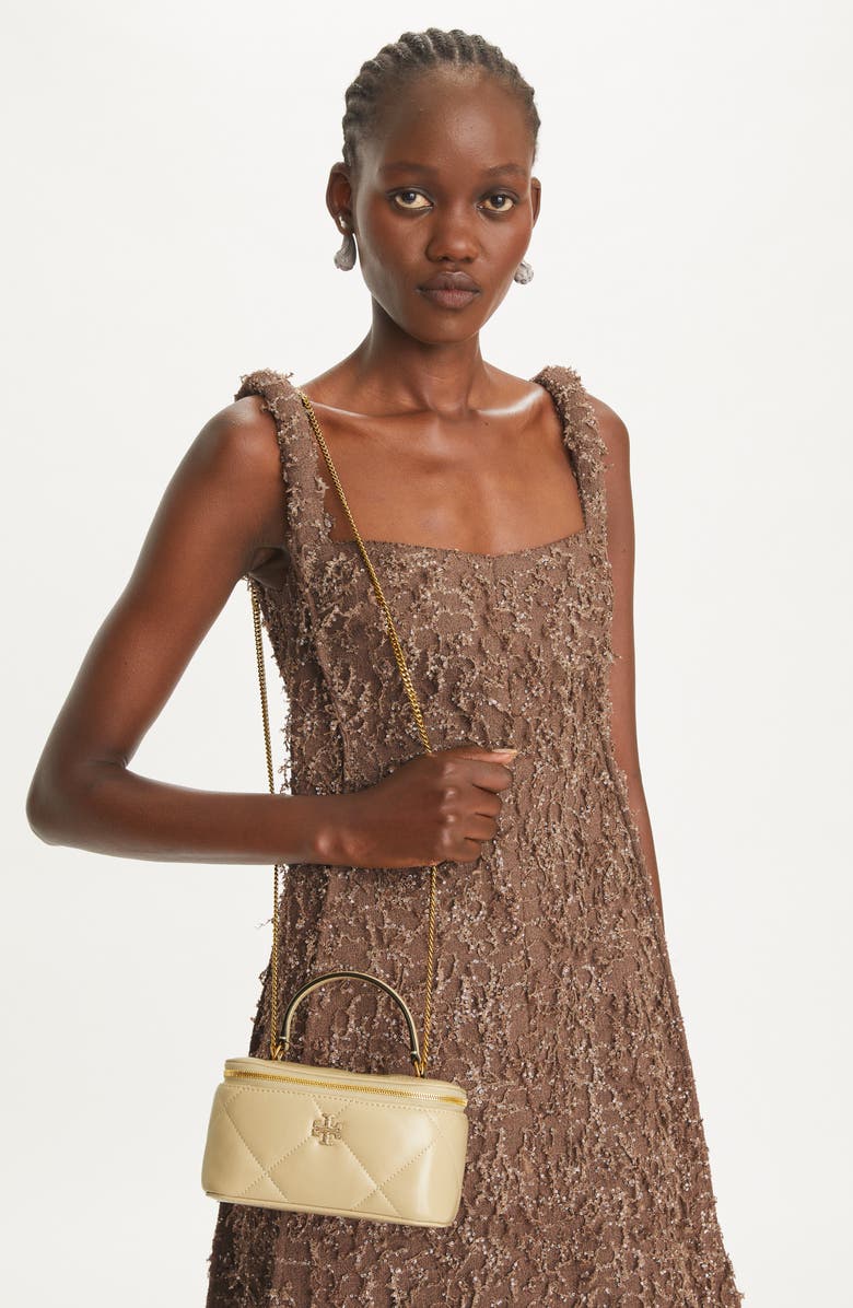 Tory Burch Kira Pavé Logo Diamond Quilted Leather Vanity Train Case, Alternate, color,